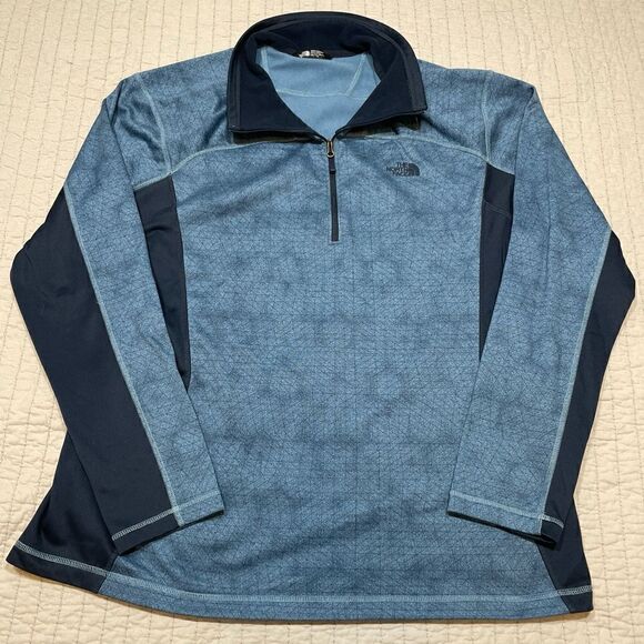 Mens North Face Pullover Campshire 1/4 Zip Fleece Pullover Two Blue Tons Sz XXL - Picture 1 of 9